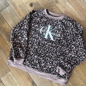 Calvin Klein Jeans Mauve Leopard CK Logo Sweatshirt